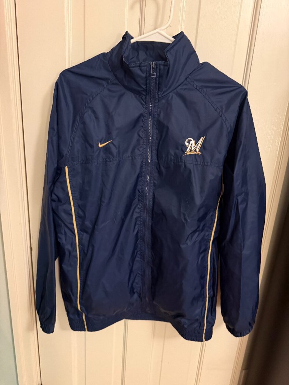 Milwaukee Brewers Nike Rain Jacket XL | Navy Gold MLB Team Gear Full Zip